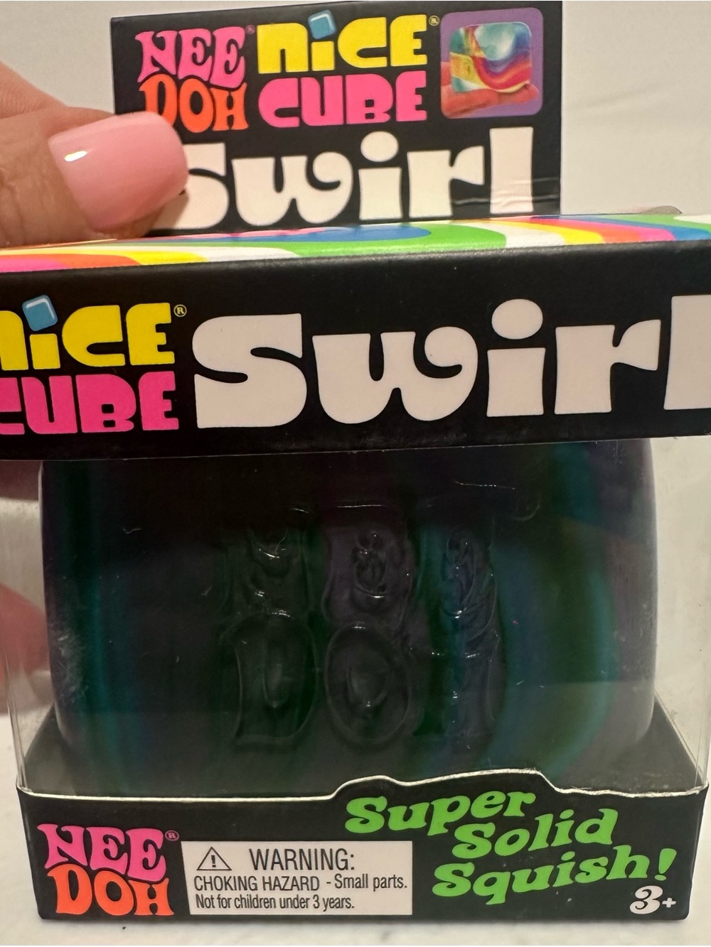 Nee Doh Swirl Super Solid Squish Toy - Green and Blue